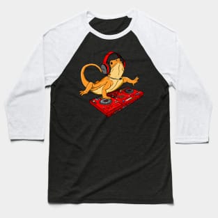 Bearded Dragon DJ Sound Tech Party Baseball T-Shirt